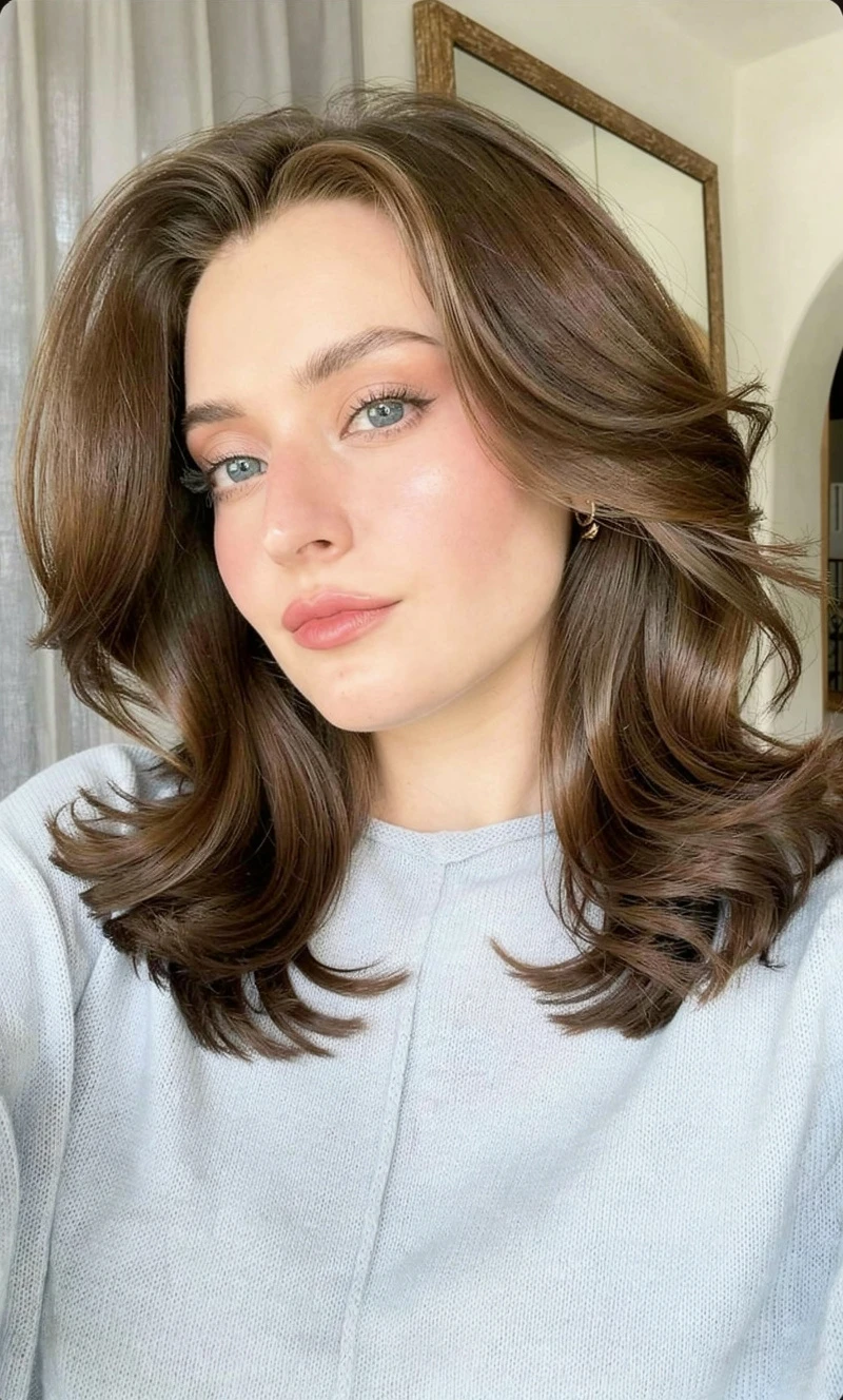 shoulder-length layered waves